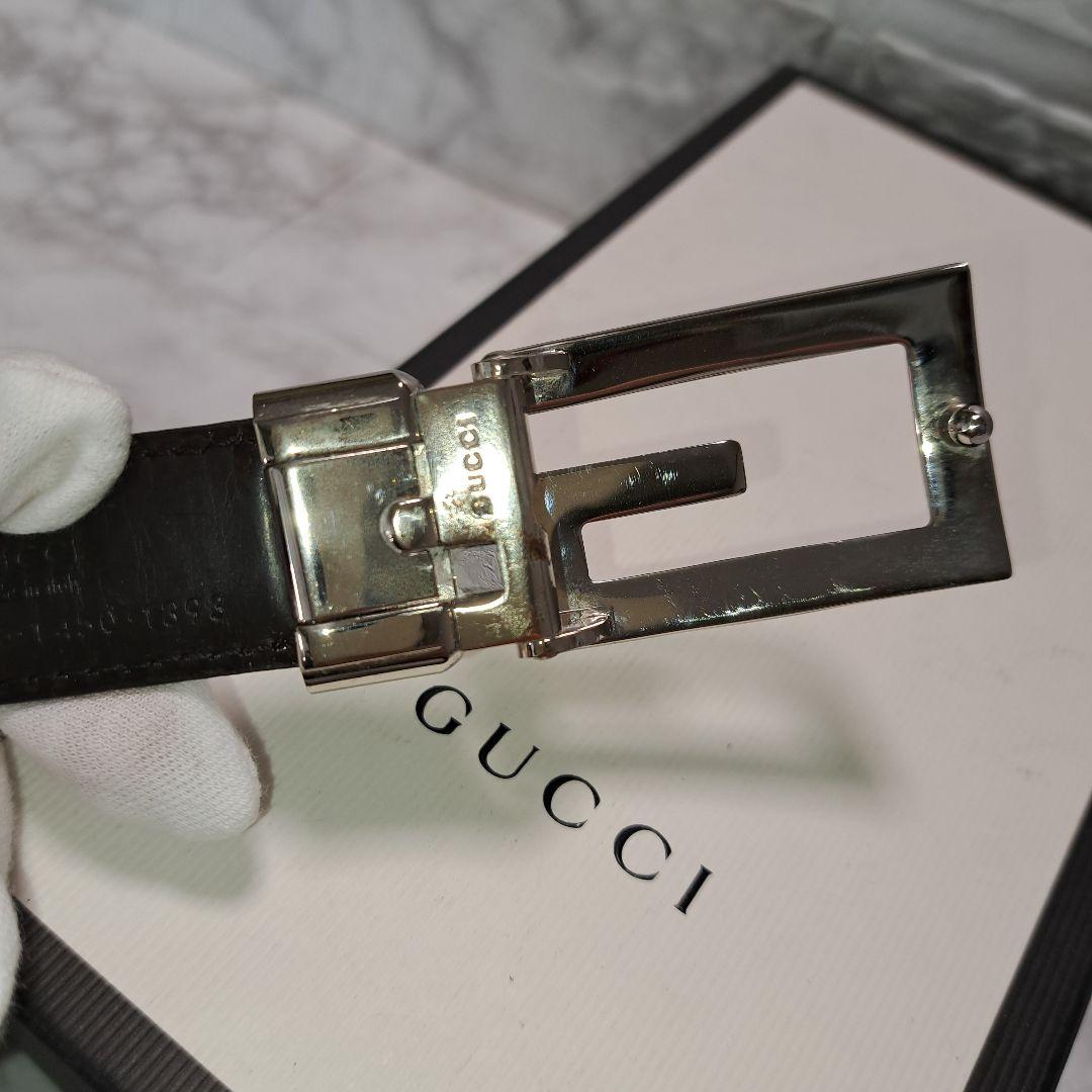✨美品✨GUCCI グッチ ベルト Gバックル シルバー金具 本革 ビジネス