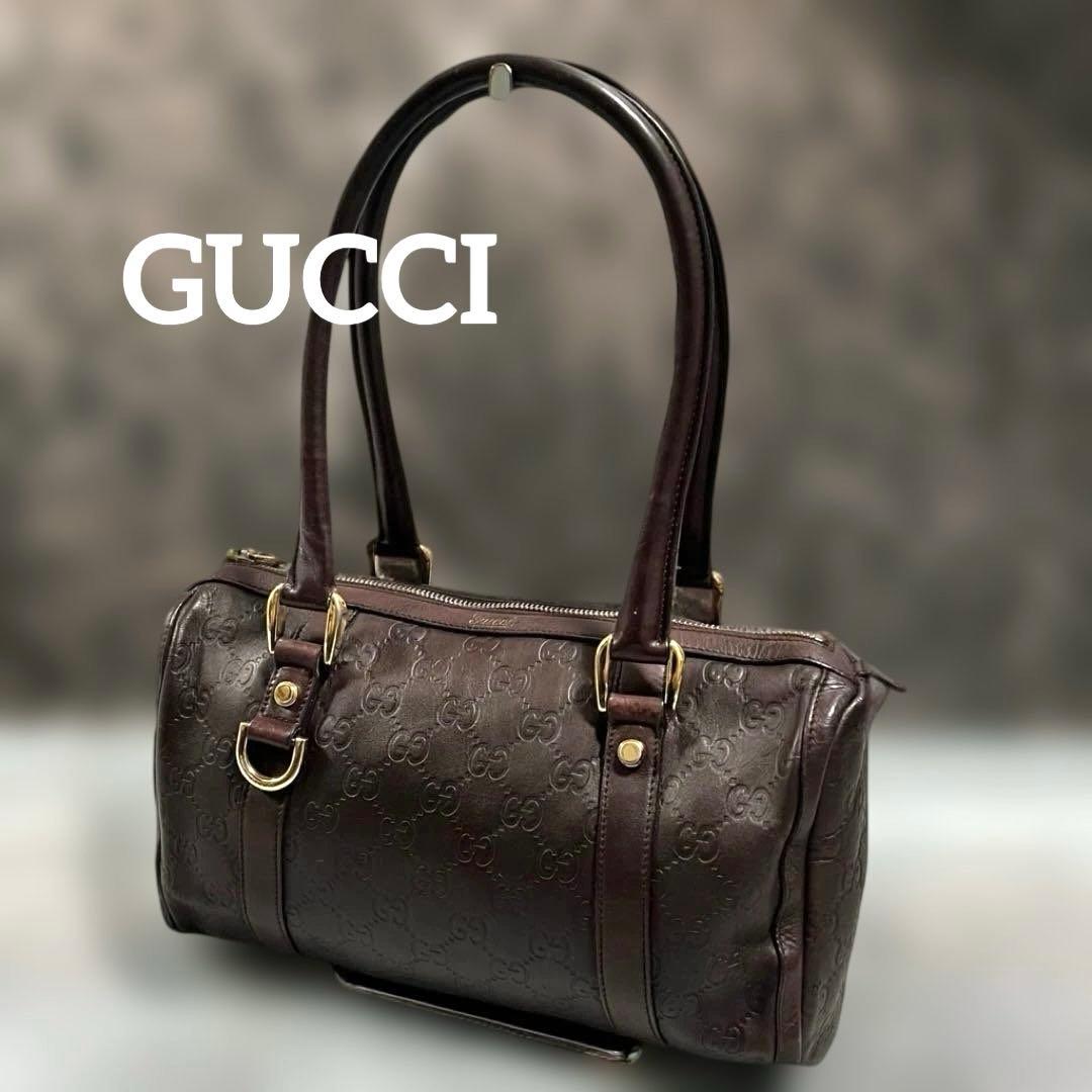 GUCCI ヴィンテージ GG型押し レザー ミニボストン