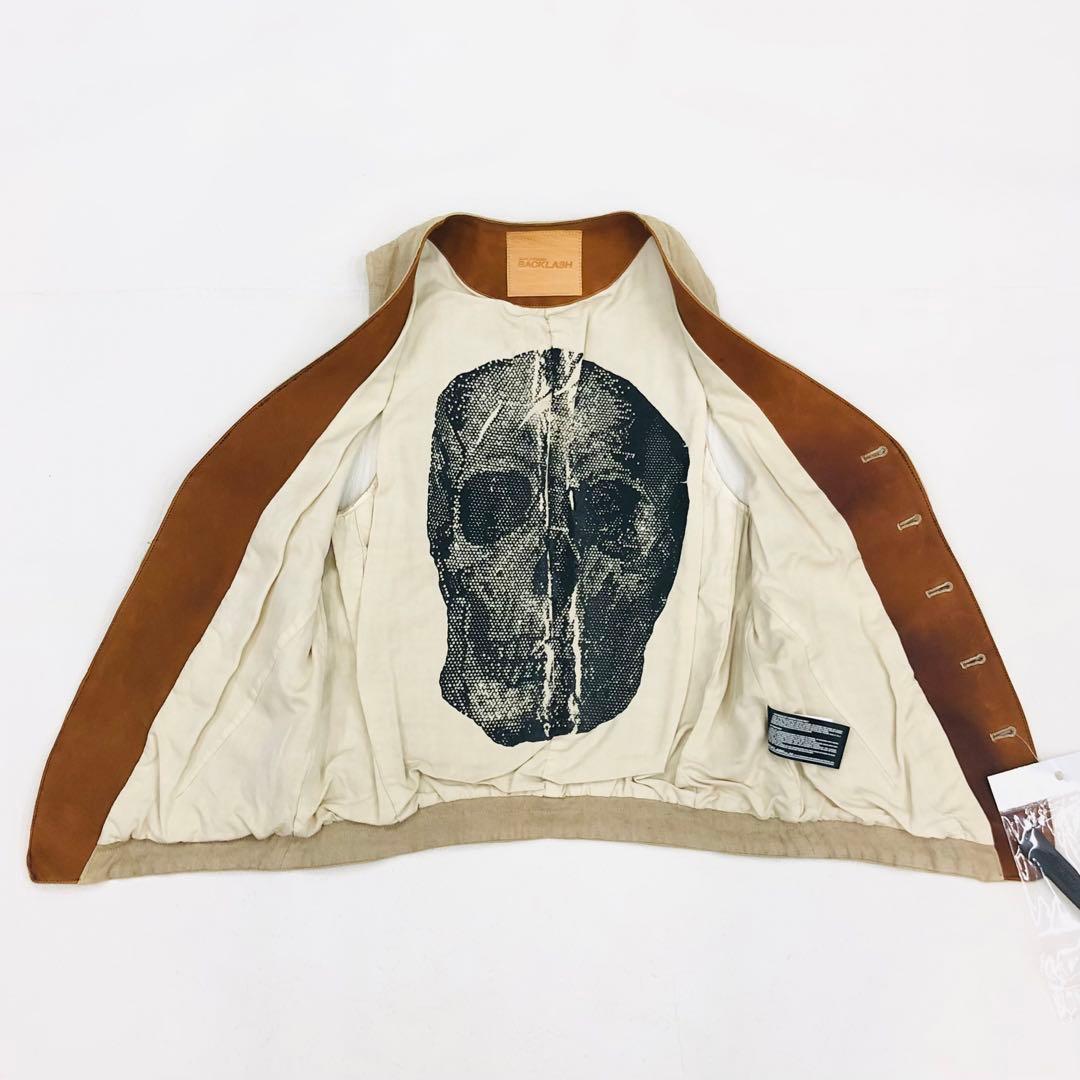 1439 BACKLASH バックラッシュ ベスト　スカル　髑髏　牛革　麻　M