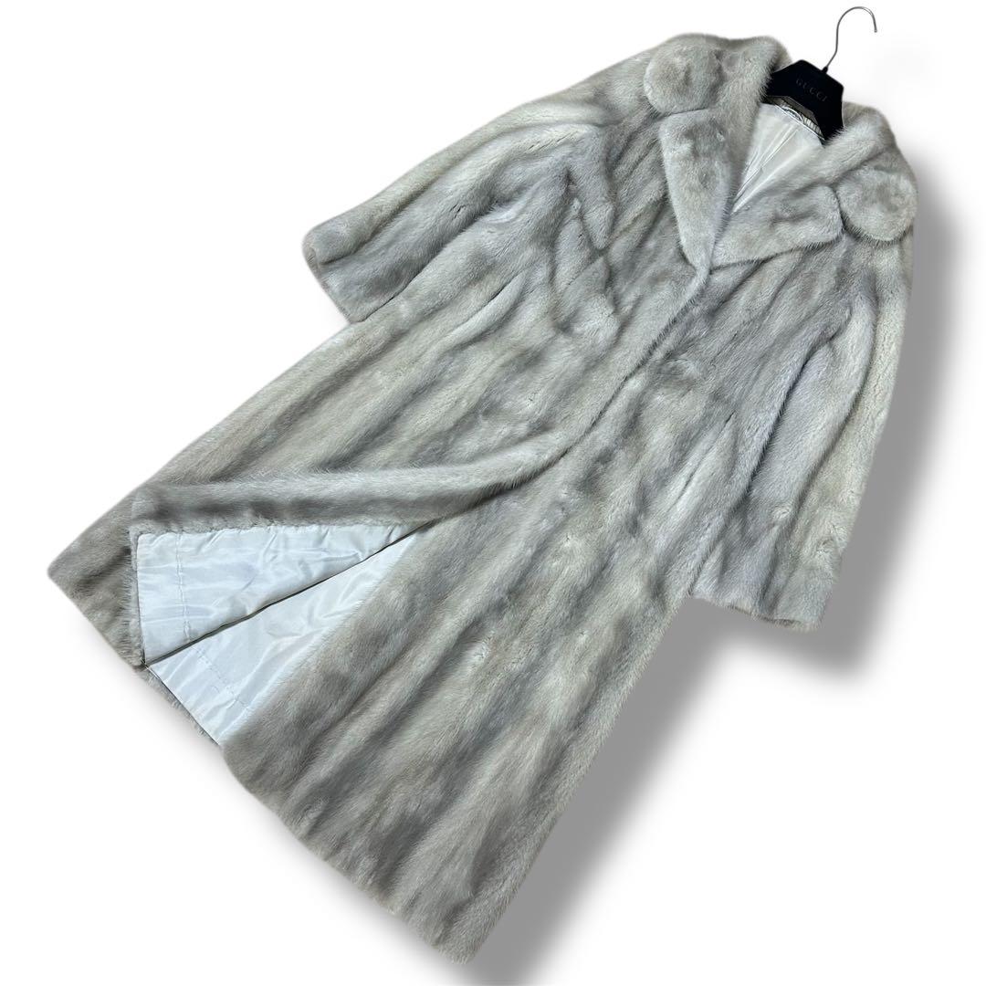 着丈110cm サファイアミンク ロングコート 毛皮 リアルファー サイズ11