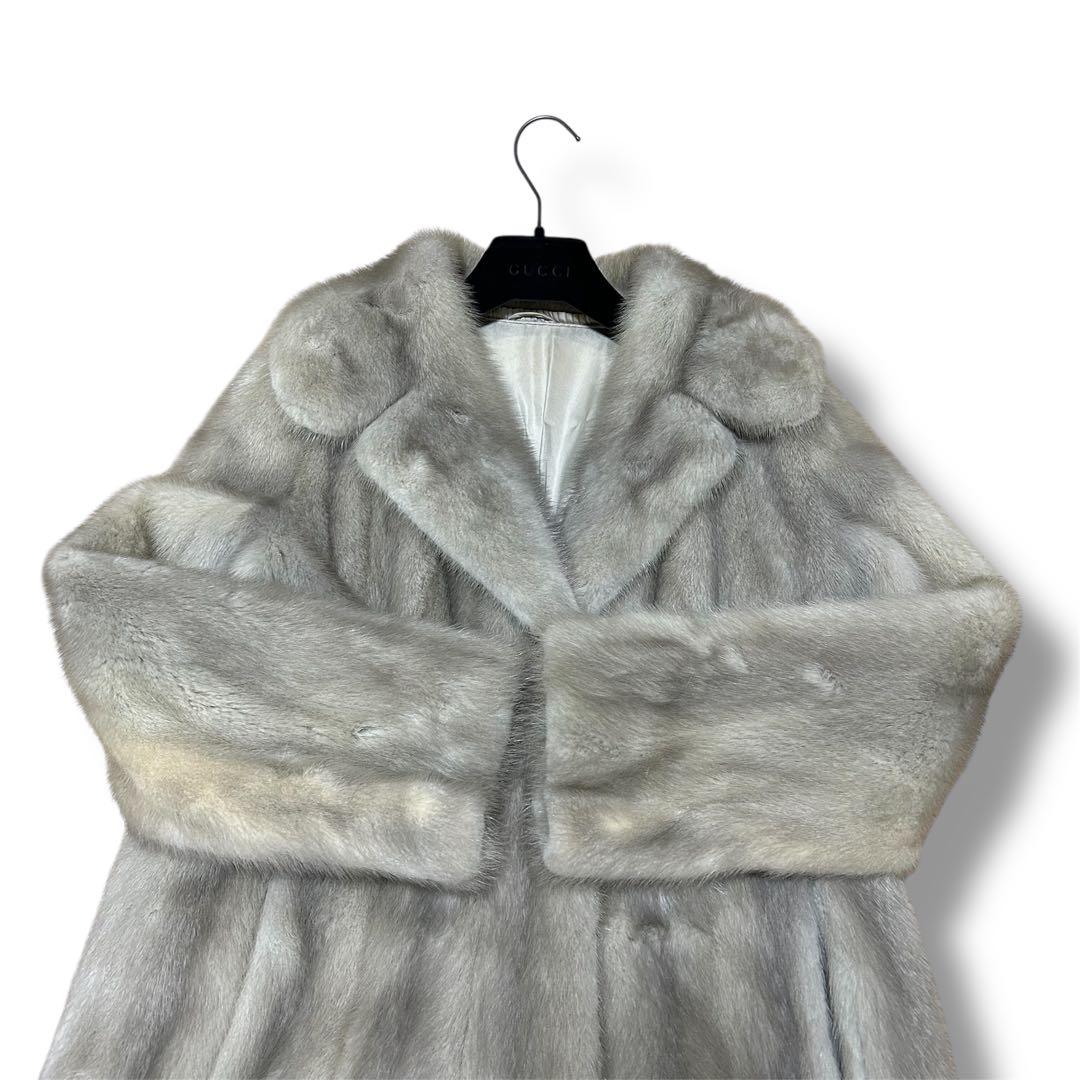 着丈110cm サファイアミンク ロングコート 毛皮 リアルファー サイズ11