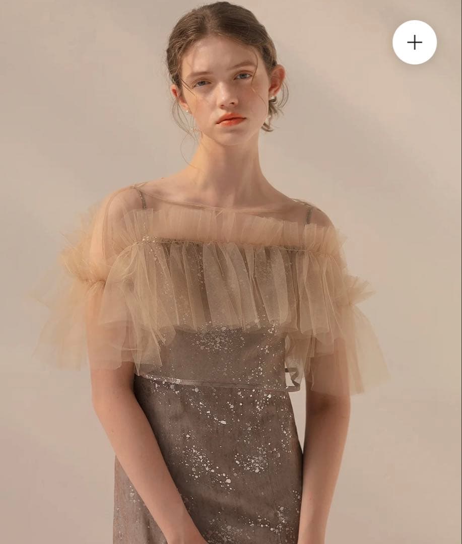 LEJA チュールフリルボレロペイントマーメイドワンピースドレス S グレー