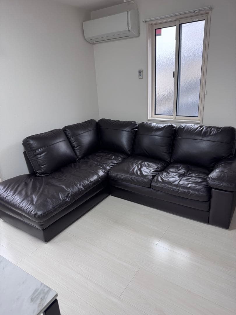 ブラック 右カウチソファ 約192x228cm