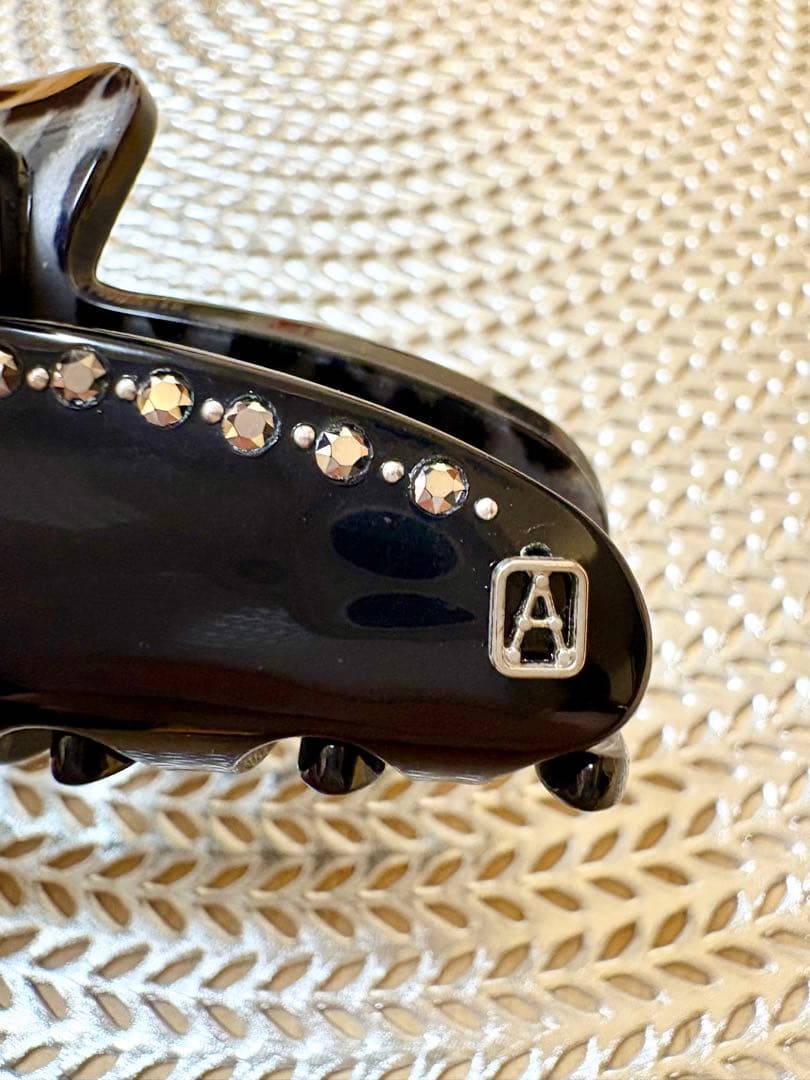 美品　ALEXANDRE DE PARIS ヘアクリップ ストーン　ブラック