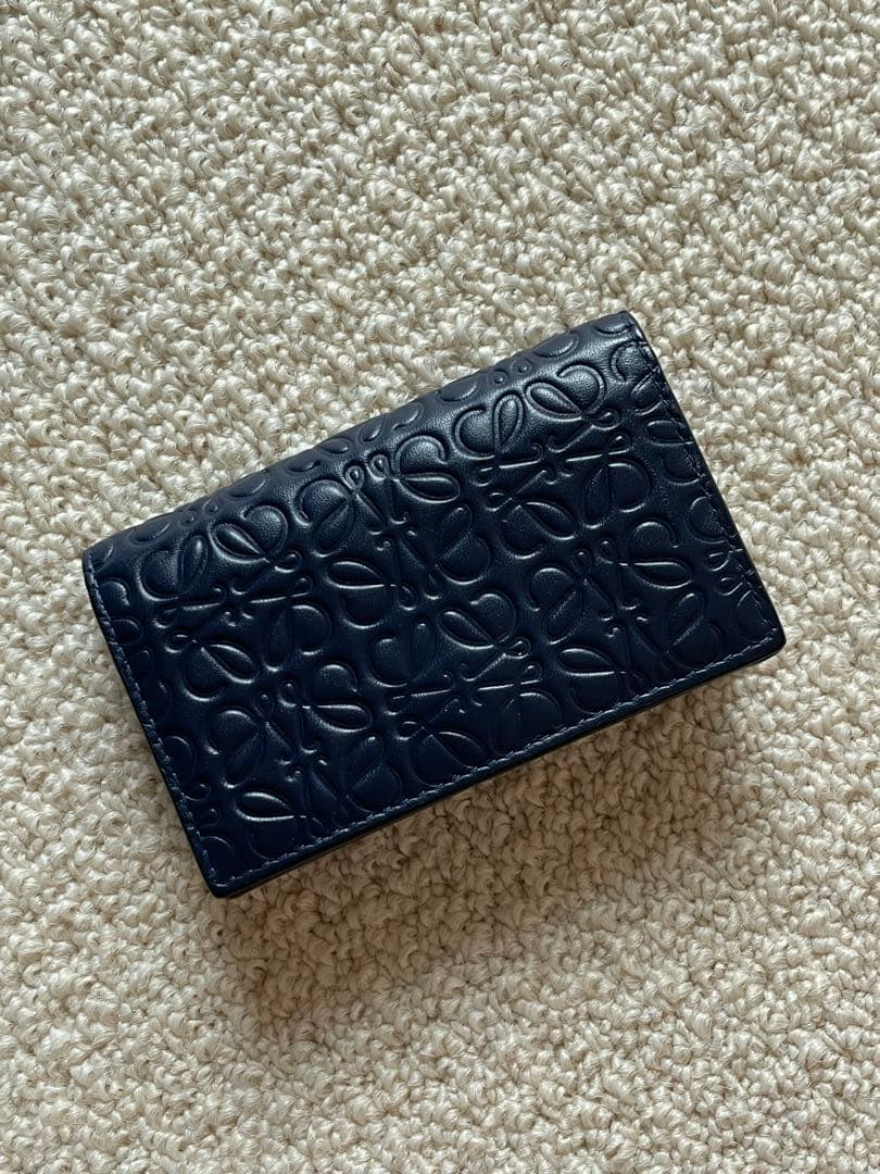 【美品】LOEWE ネイビー レザー 名刺入れ