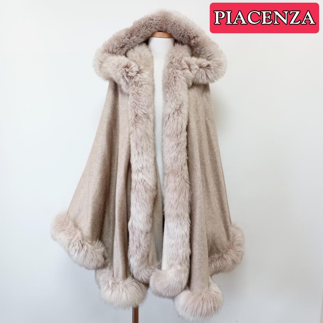 PIACENZA リアルファー ケープ クローク ブルーフォックス 毛皮