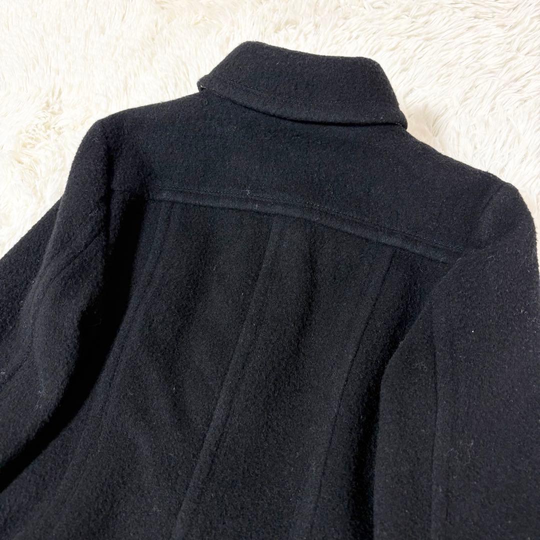 【人気】 バーバリーブルーレーベル フリル ウールコート 38 ブラック