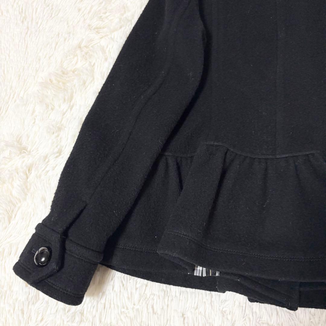 【人気】 バーバリーブルーレーベル フリル ウールコート 38 ブラック