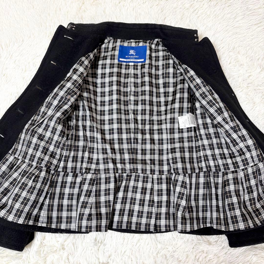 【人気】 バーバリーブルーレーベル フリル ウールコート 38 ブラック