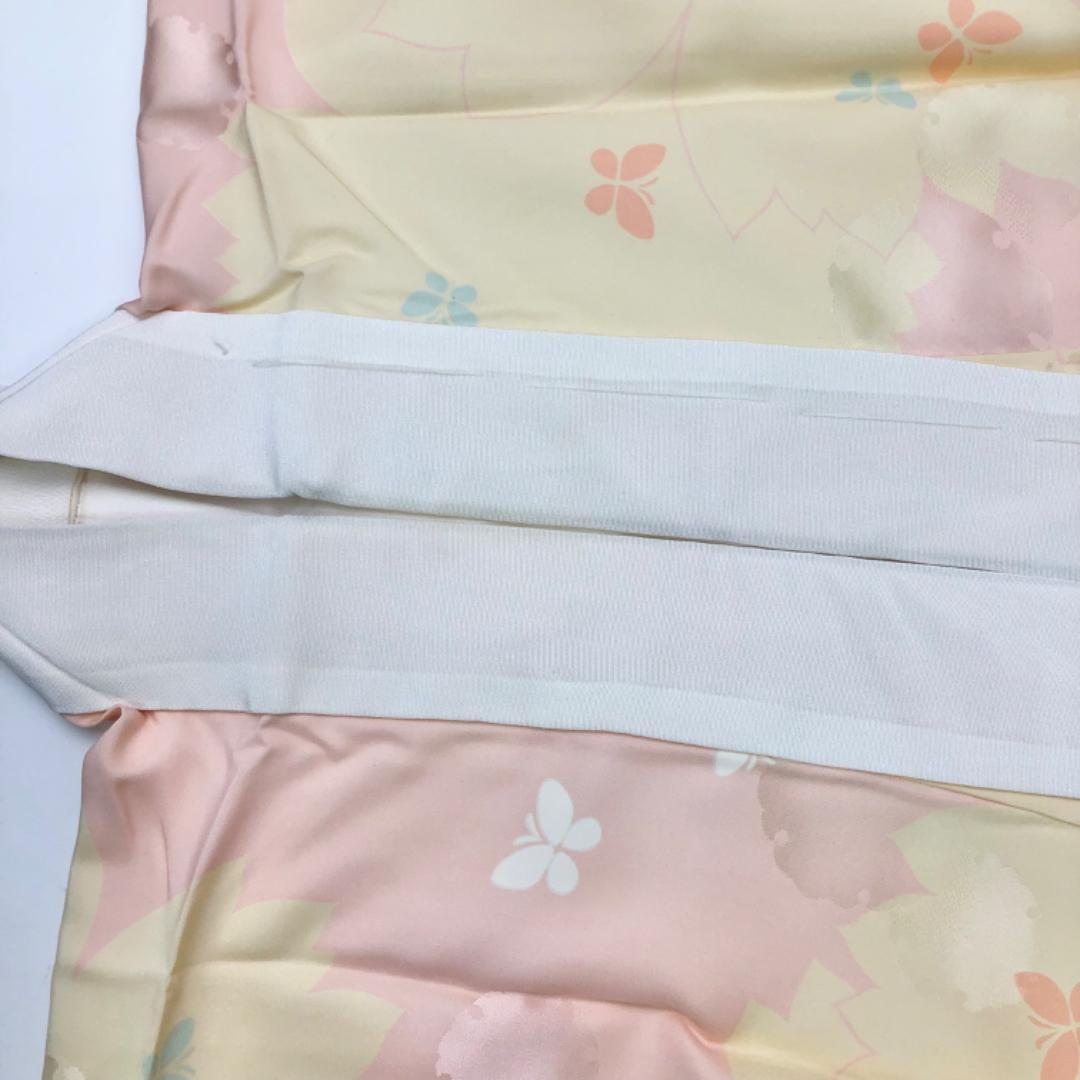 長襦袢 雪輪に蝶々 乙女色 半衿付 J-374