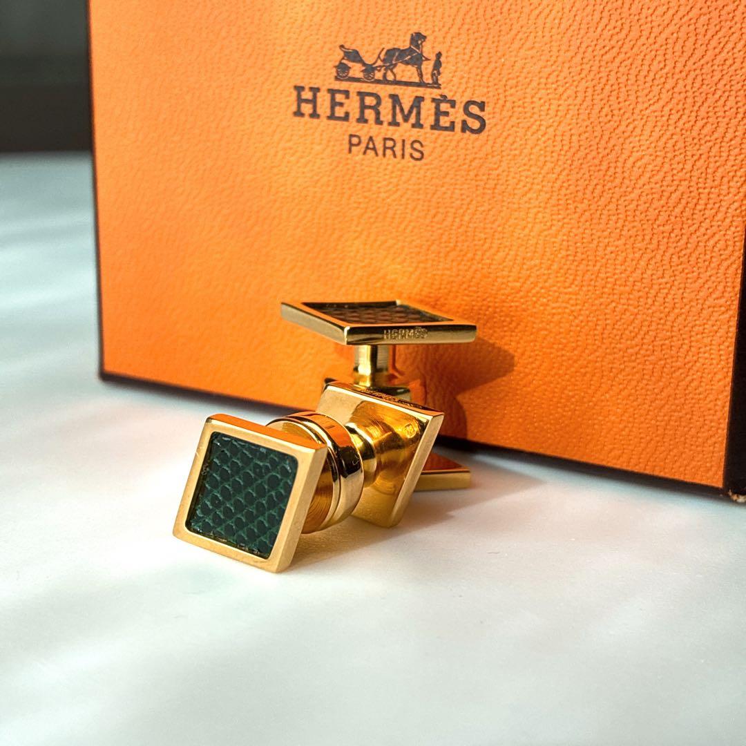 エルメス HERMES カフス カフスリンクス カフスボタン リザード 極美品