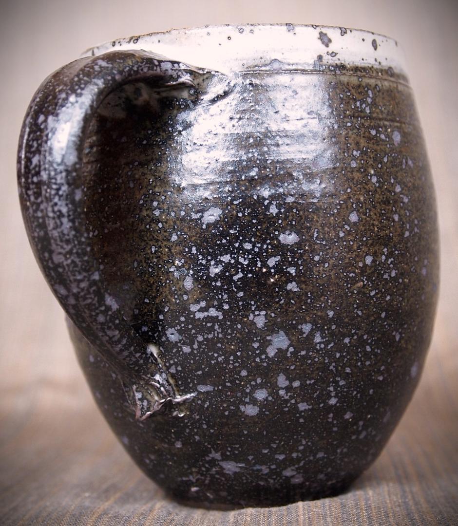 新作★中里太亀【師＆父：中里隆】唐津粉引黒マグカップA