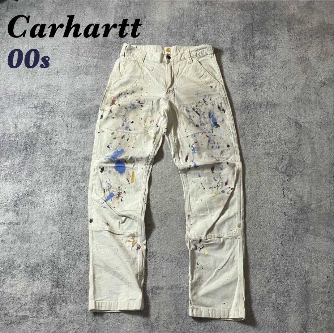 00sCarharttダブルニーカーハートダック地ホワイトペインターパンツ派手