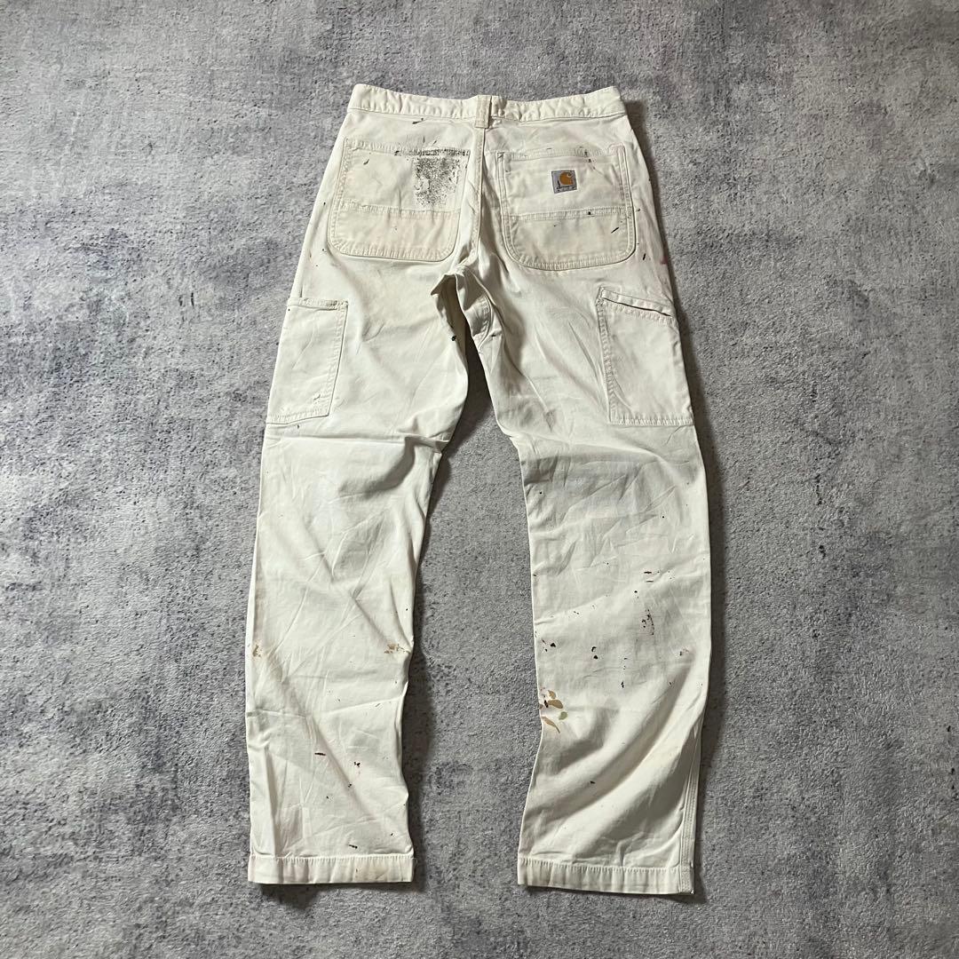 00sCarharttダブルニーカーハートダック地ホワイトペインターパンツ派手