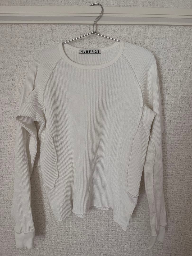 NVRFRGT ホワイト リブ編み トレーナー