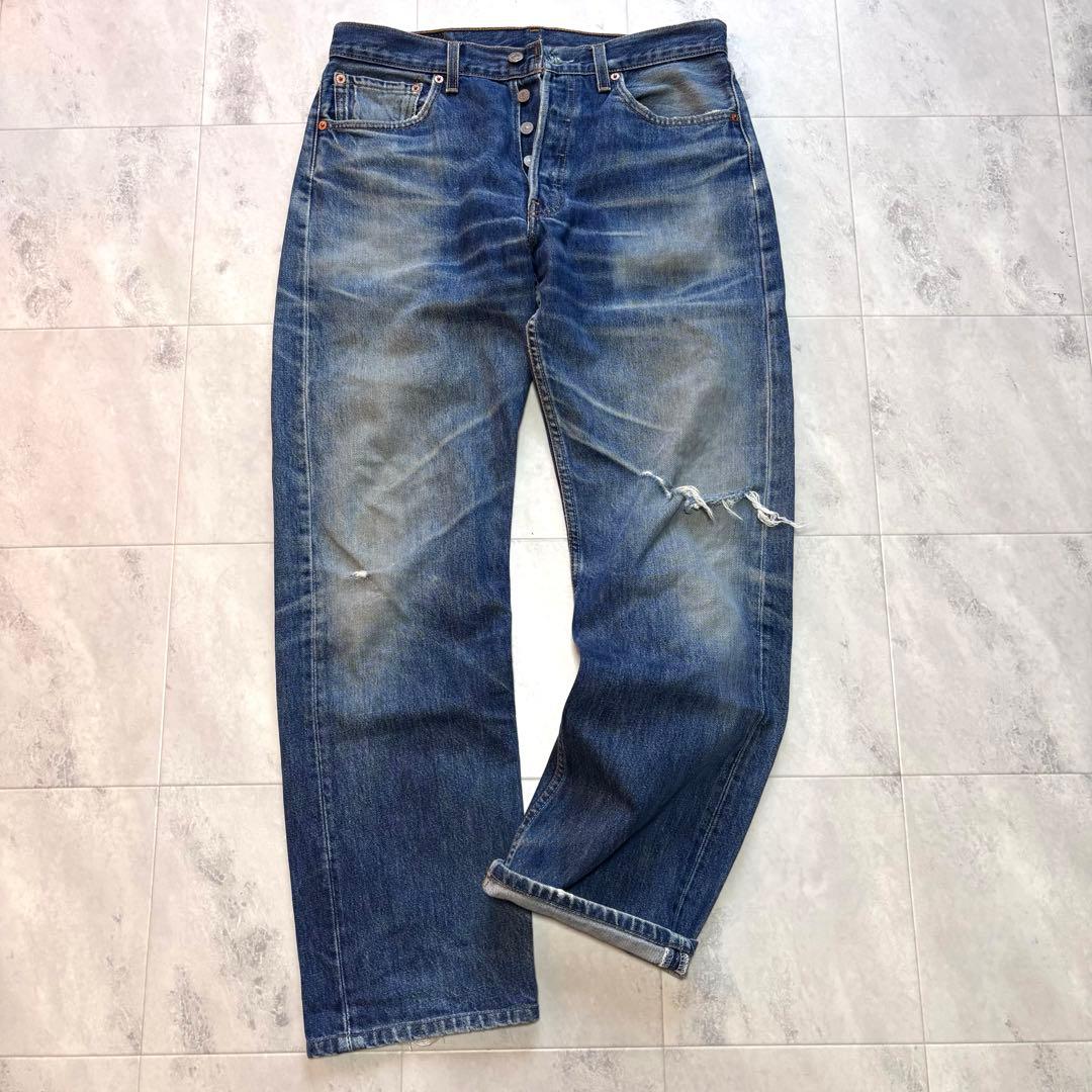 【USA製】リーバイス501 00年 W33 鬼ヒゲ ハチノス デニムパンツ