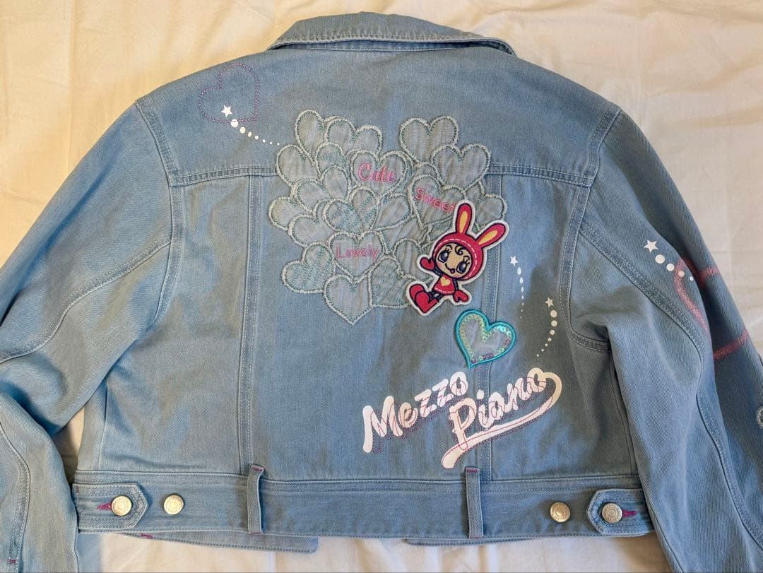 メゾピアノ ハートいっぱいデニムジャケット ベリエちゃん刺繍 大人サイズ