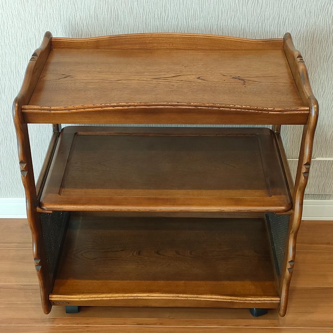 カリモク　キッチンワゴン　木製ワゴン　サイドテーブル　キャスター付き