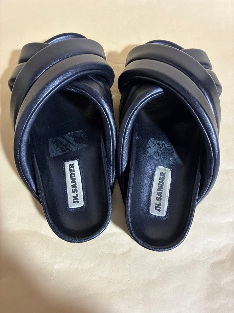 JIL SANDER クロスレザーベルトサンダル 41 Black メンズ