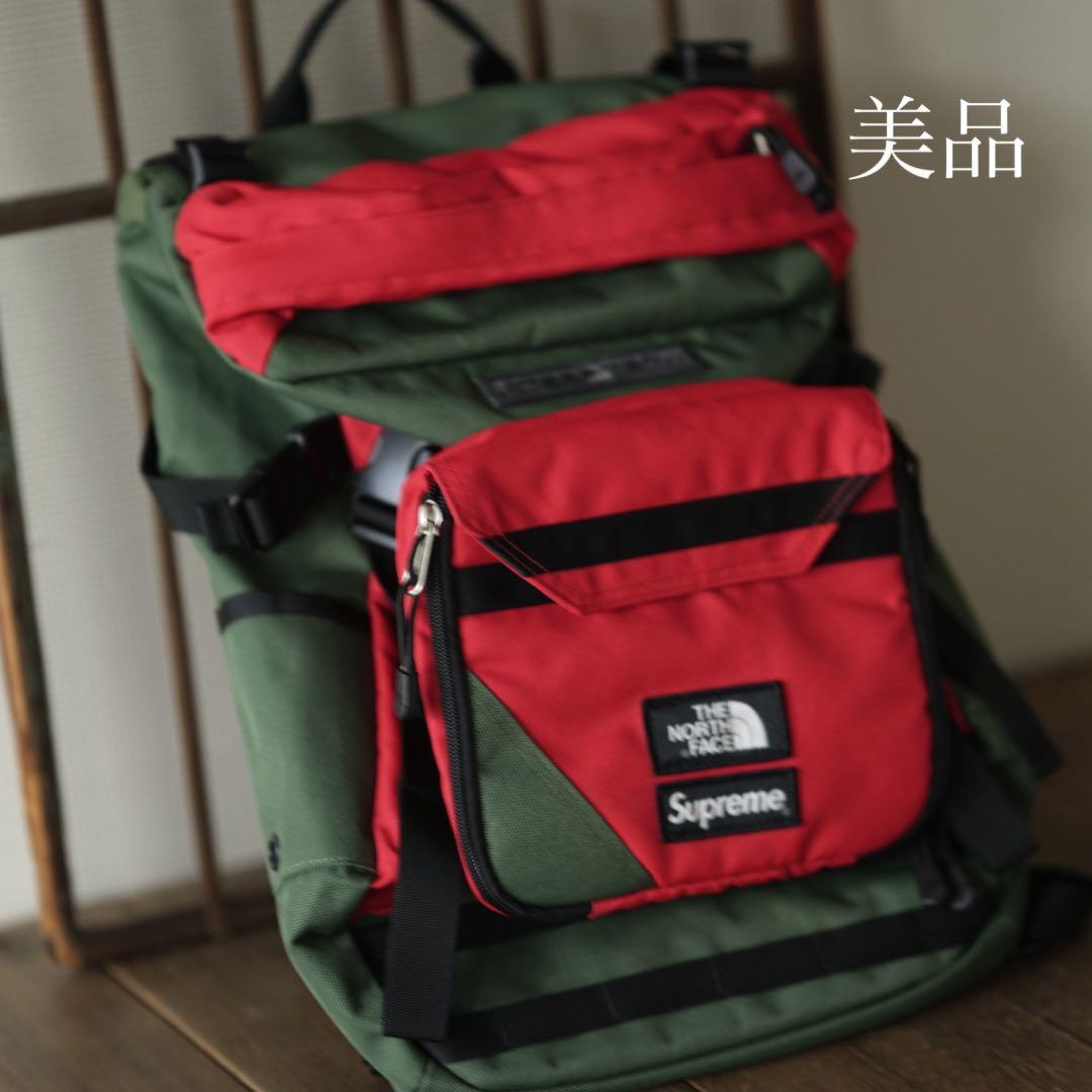 美品 シュプリーム ザノースフェイス スティープ テック バックパック 緑 赤