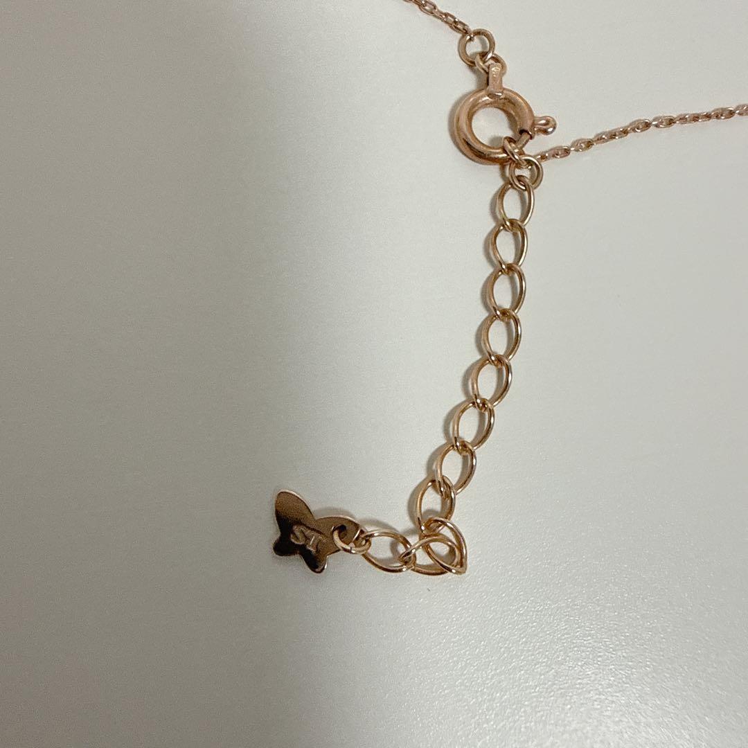 Samantha Tiara リボンモチーフ ハートストーン ネックレス K10