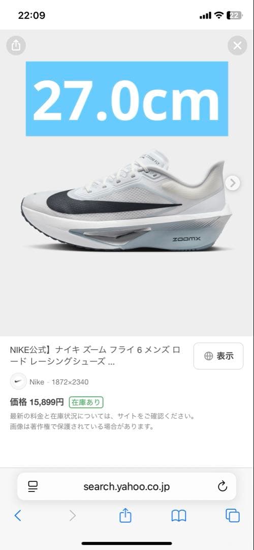 【未使用品】NIKEズームフライ6 27.0cm