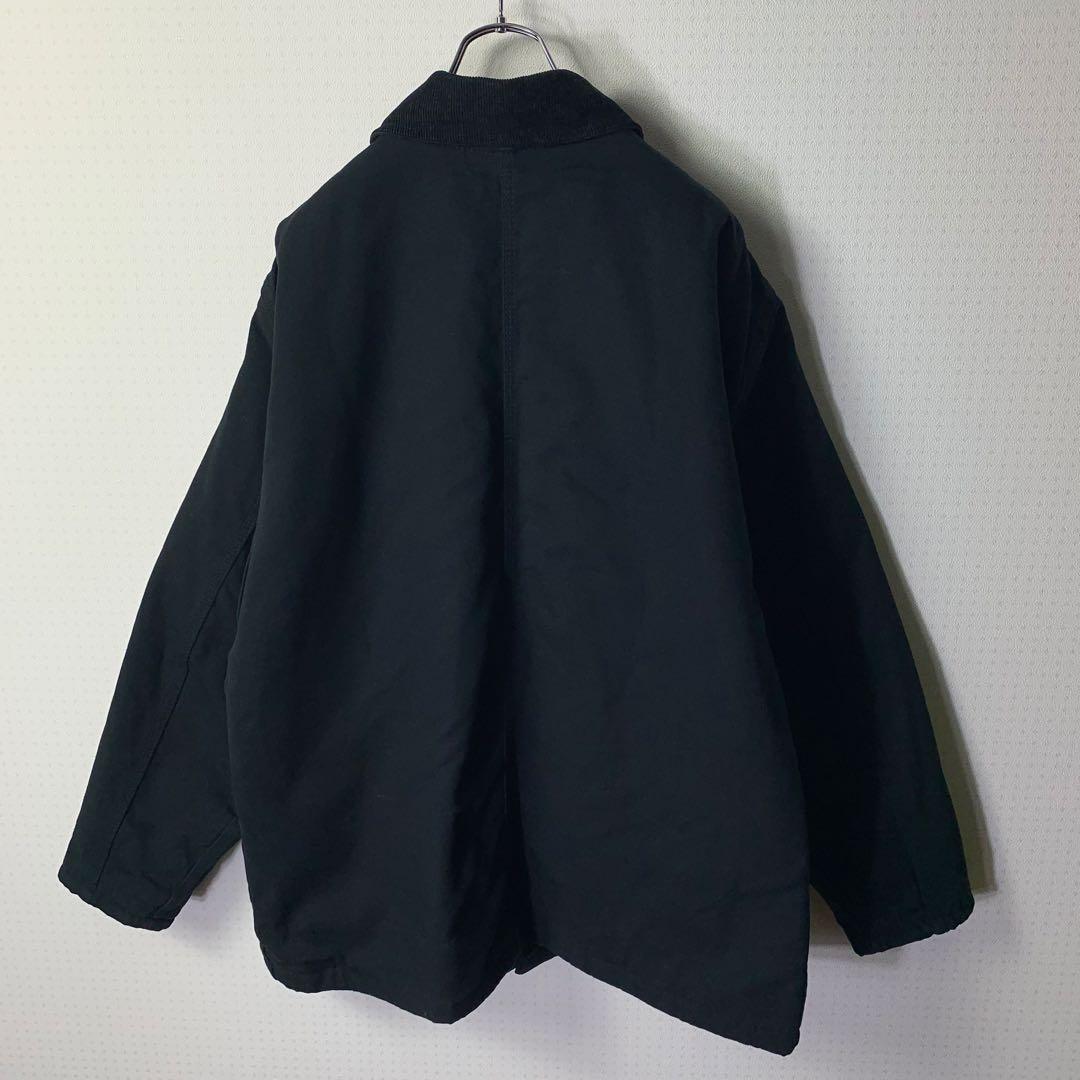 90s Dickies カバーオール ブランケット L ブラック 襟コーデュロイ