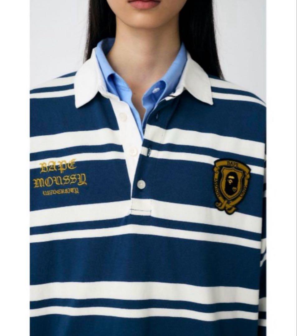 【 BAPE X MOUSSY 】STRIPED RUGBY L/S SHIRT