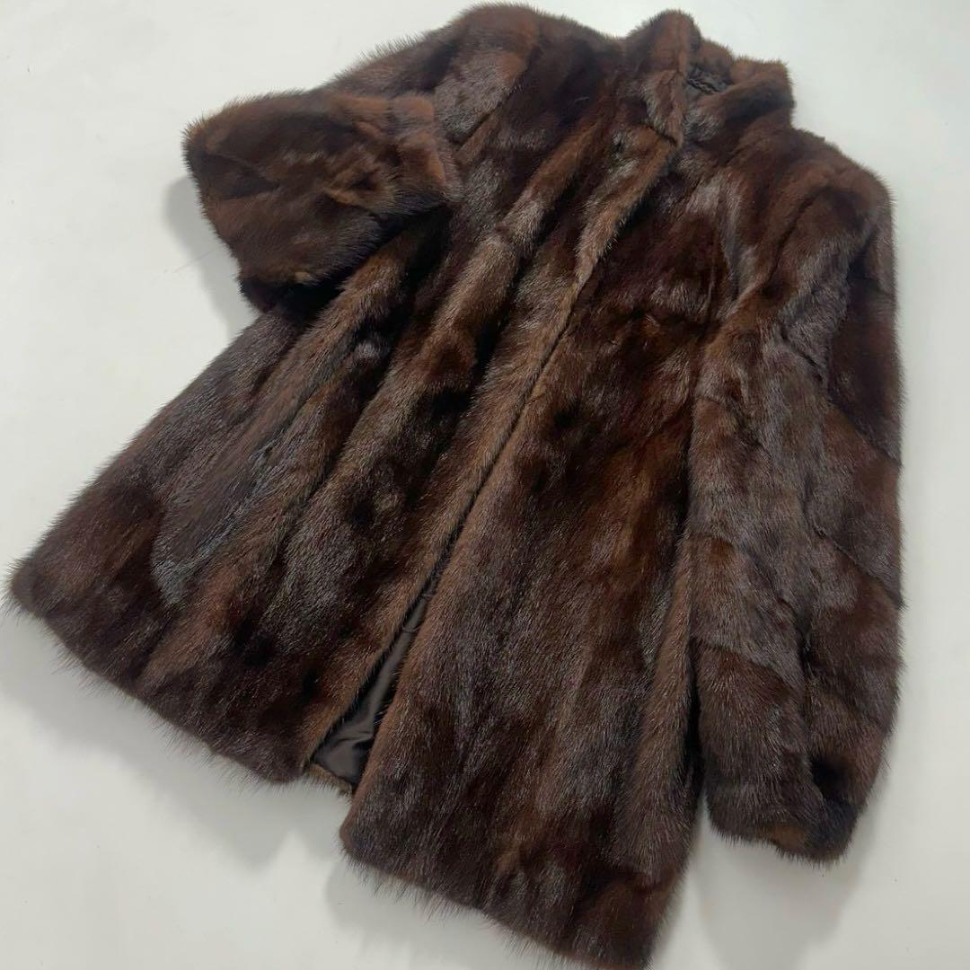 マカボニーミンク ファーコート ブラウン 毛皮 リアルファー 上質 艶あり