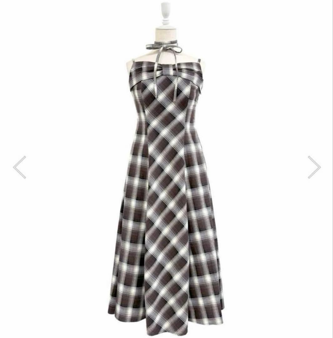 ロゼミューズ Front ribbon cami dress ダークモカ