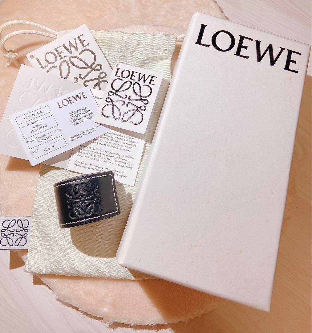 も*♪様 美品◇LOEWE ロエベ◇アナグラム スラップ ブレスレット 黒 箱・