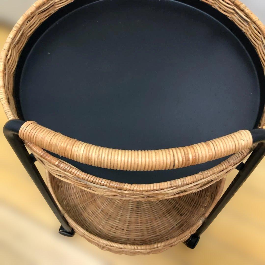 【送料無料】IKEA LUBBAN ルッバン ラタン 2段ワゴン 11907