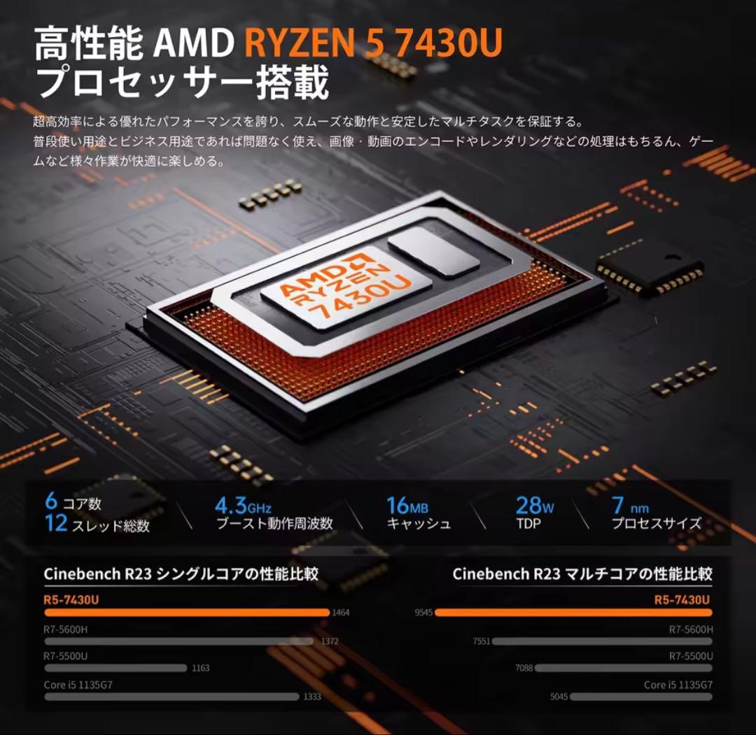 新品NIPOGI ミニpc AMD Ryzen 5 7430U