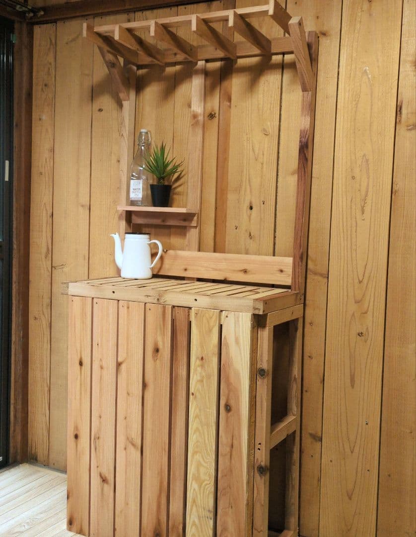 作業台　ディスプレイ　パーゴラ　裏庭bar風　ハンドメイド　ガーデン雑貨