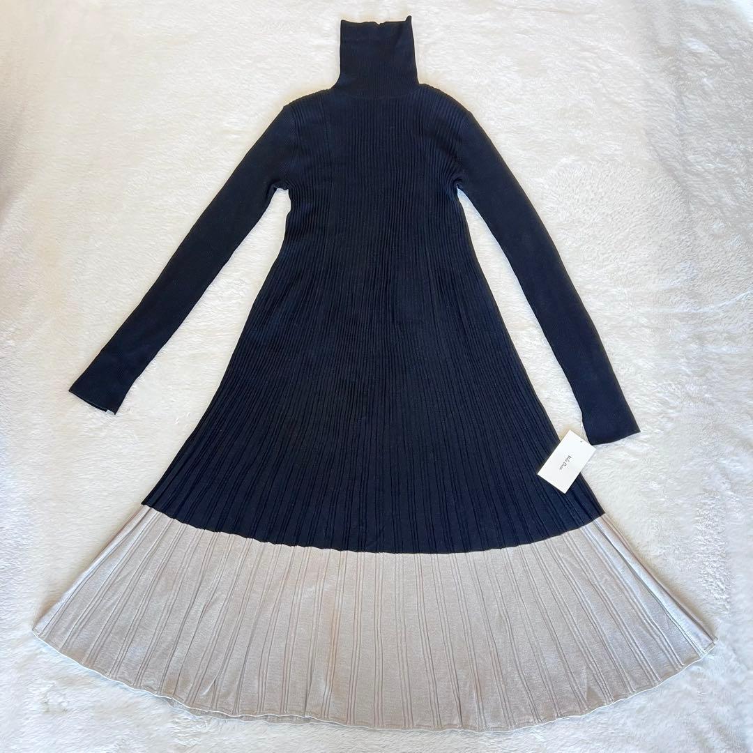 MilaOwen ミラオーウェン タートルネックロングリブニットワンピース