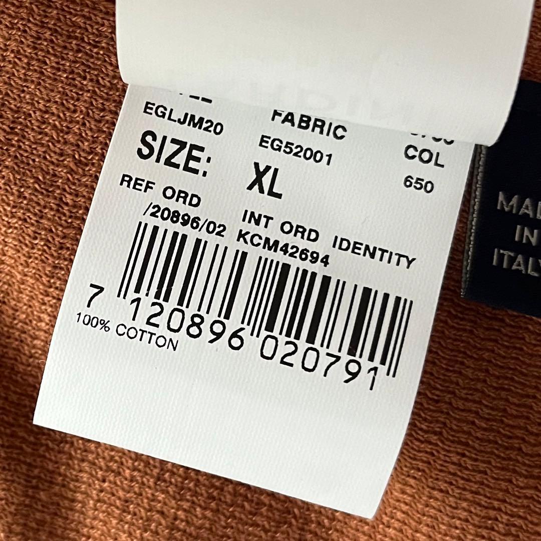 <美品> LARDINI オレンジ コットン ニットジャケット サイズXL