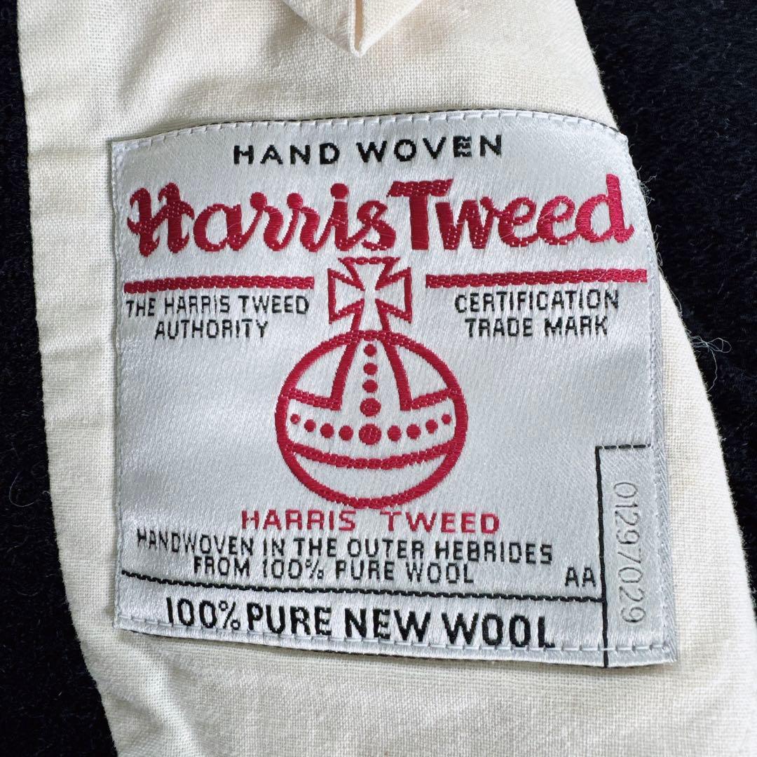 【BEAMS LIGHTS】ハリスツイード ジャケット ネイビー L 段返り