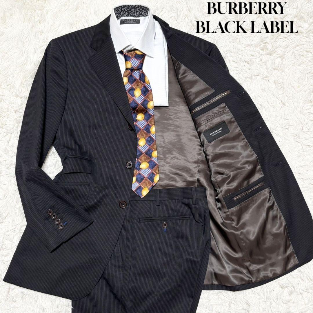 美品 バーバリー ブラック レーベル スーツ セットアップ 2B ストライプ