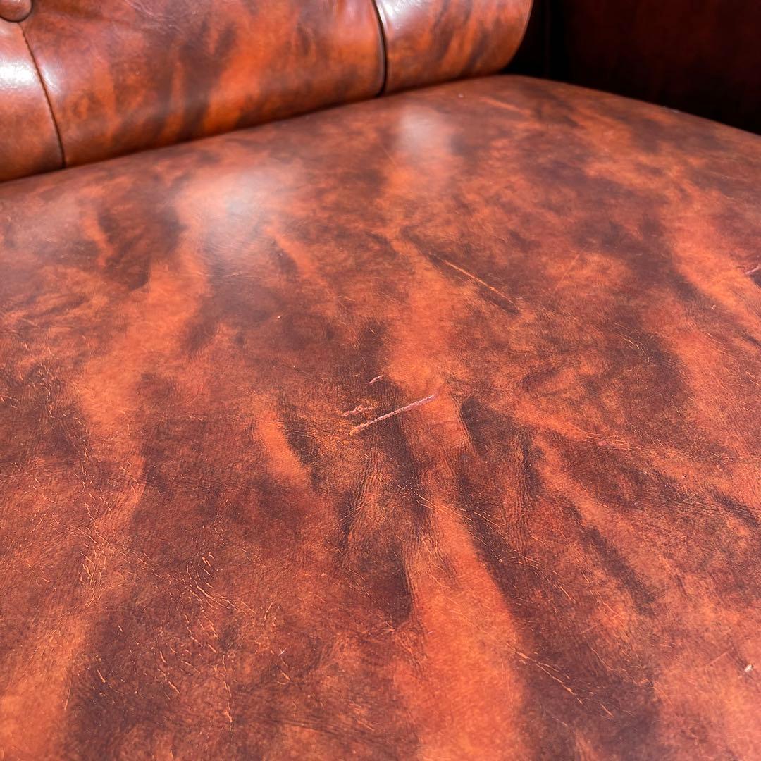 ②オールドカリモク 1人掛け ソファ 1Pソファー マーブル柄 PVC