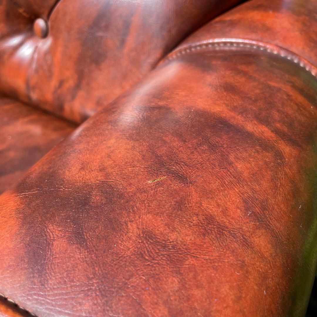 ②オールドカリモク 1人掛け ソファ 1Pソファー マーブル柄 PVC