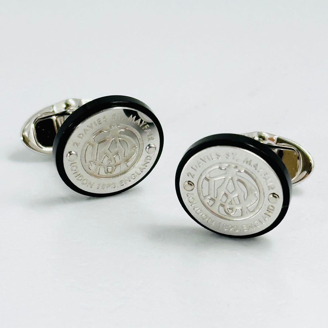 美品　Dunhill　ラウンドトップ　ロゴ　カフリンクス　シルバー