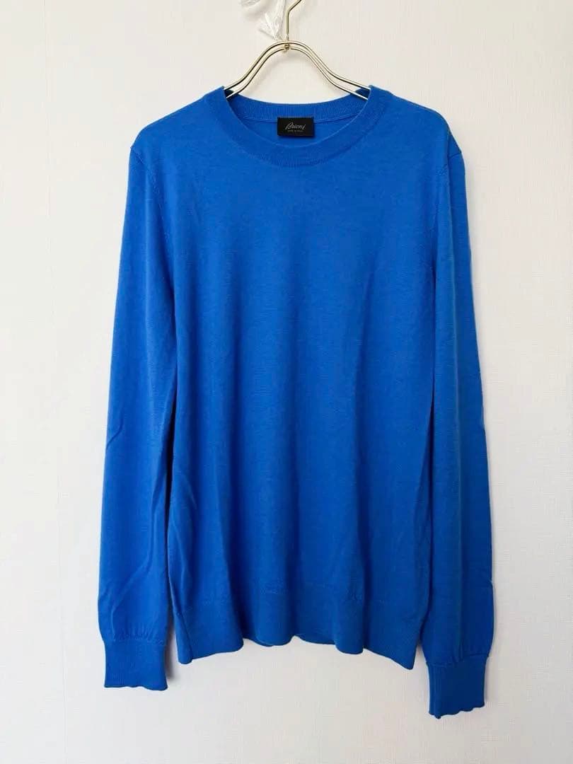 新品同様！Brioni クルーネックセーター 青　ブリオーニ48サイズ