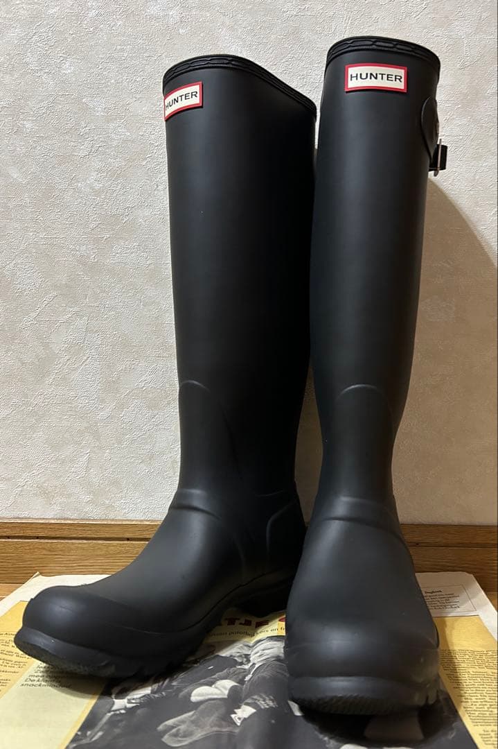 HUNTER ハンター ロングレインブーツ 黒 25センチ