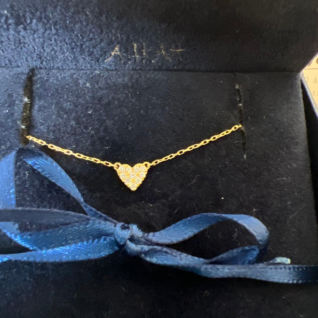 【美品】AHKAH ハートパヴェ アンクレット イエローゴールドアーカー