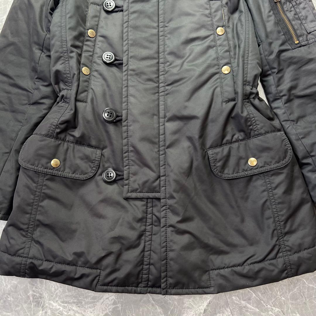 バーバリー♡モッズコート　ラクーンファー　ノバチェック 黒　36 S