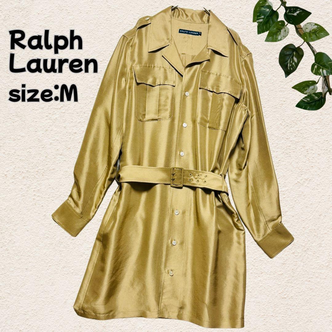 Ralph Laurenシャツワンピース シルク100% シャンパンゴールドM