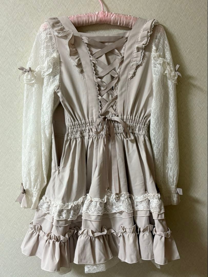 LIZLISA リズリサ ティアラリボンティアードワンピース ピンク