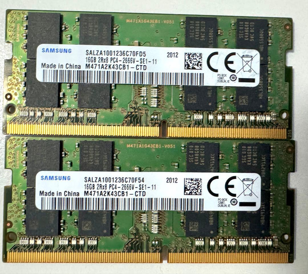 Samsung DDR4 ノートPC用メモリ 32G(16GB 2枚)