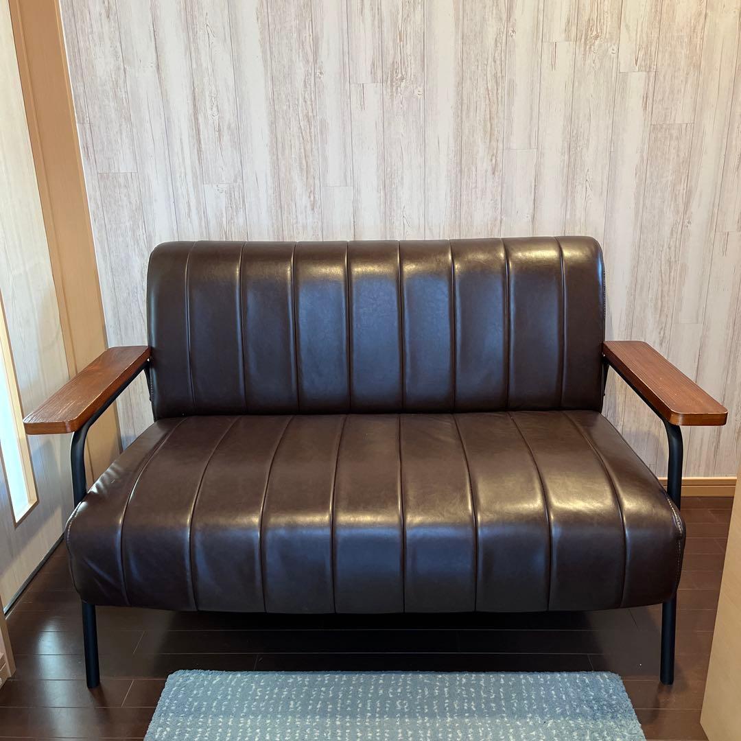 傷・汚れに強い合成皮革2人用ソファ(Nシールド　ステイン2KD DBR) ニトリ