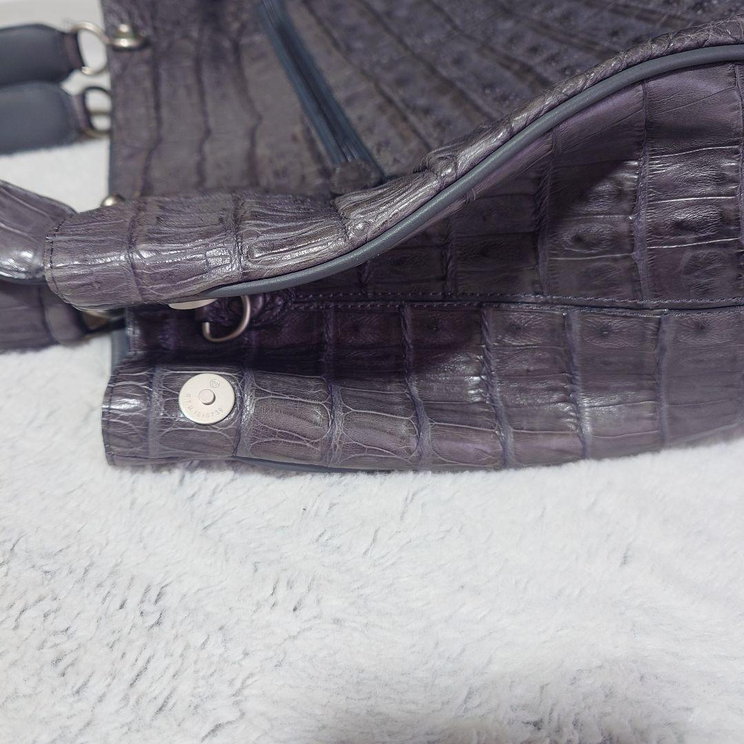 美品　JRA認定 FUSCUS グレー　クロコダイル 2way バッグ